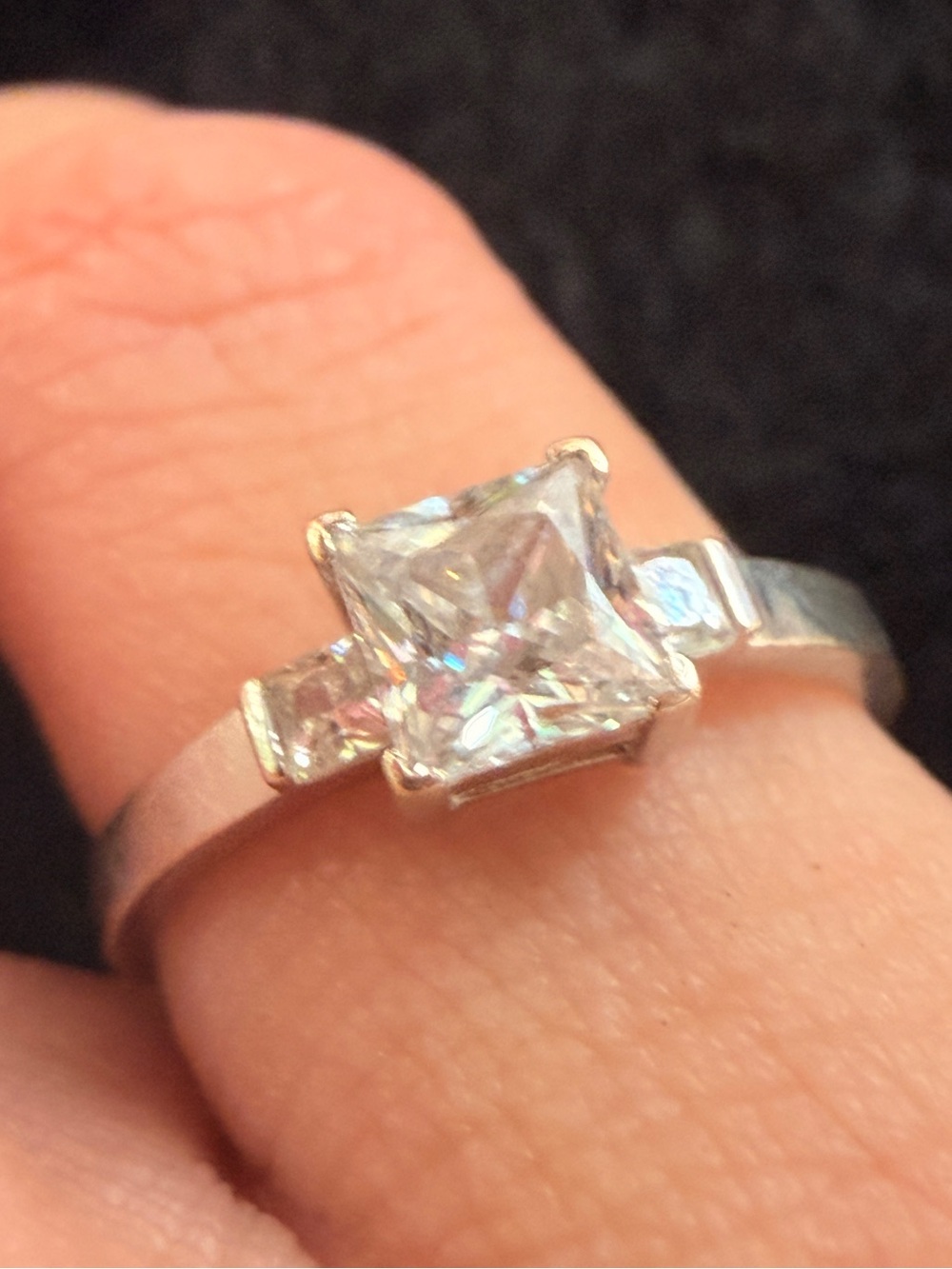10K Gold White Gold Solitaire Engagement Ring Sz6